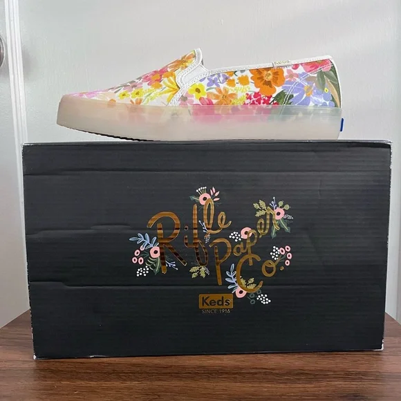 Keds X Rifle Paper Co Double Decker Slip-On Sz 8 NWB - Picture 2 of 5